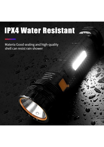 Taşınabilir 2in1 Güneş/usb Şarj Edilebilir Iki Modlu LED Torch Acil Durum Strobe Işık Su Geçirmez Cob Yan Işık Ev Çalışması Yürüyüş Için (Yurt Dışından)