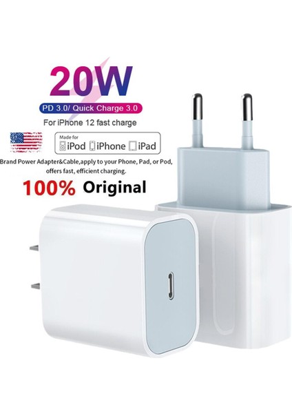 【rongcai】 Chargeur Mural Orijinal 20W Type C Pd, Charge Rapide Pour Téléphone Taşınabilir, Uyumlu Avec Iphone 13 12 Samsung Huawei Xiaomi 11 (Yurt Dışından)