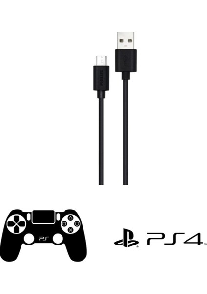 Playstation 4 Ile Uyumlu Joystick Şarj Kablosu Usba To Micro 3A 45W Universal Hızlı Şarj ve Data Kablosu 2m DLC3106U