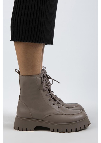 Jemima Kadın Hakiki Deri Bağcıklı Fermuarlı Vizon Bot modelleri