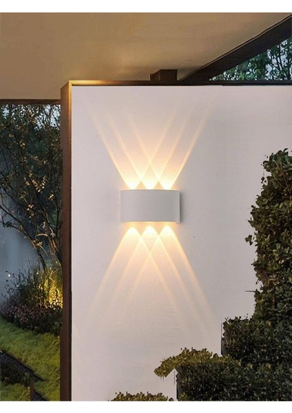 6 Watt, Amber Işık LED Armatür, Modern Işık Desenli Aplik, Haiti Desen Armatür, Iç ve Dış Mekan Aplik