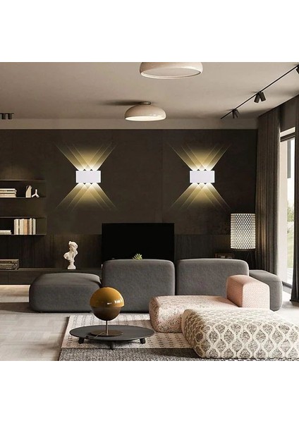 6 Watt, Amber Işık LED Armatür, Modern Işık Desenli Aplik, Haiti Desen Armatür, Iç ve Dış Mekan Aplik fırsatları