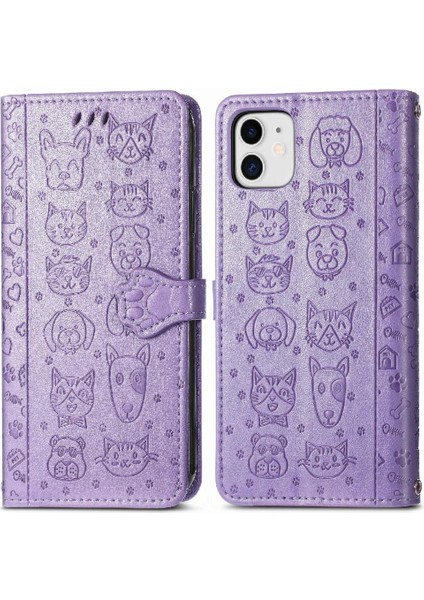 Iphone 11 Için Kısa Kayış Deri Çevirin Darbeye Karikatür Telefon Kılıfı (Yurt Dışından)