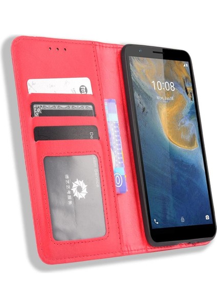 Zte Blade Magnetic Manyetik Kapatma Pu Deri Cüzdan Telefon Kılıfı (Yurt Dışından)
