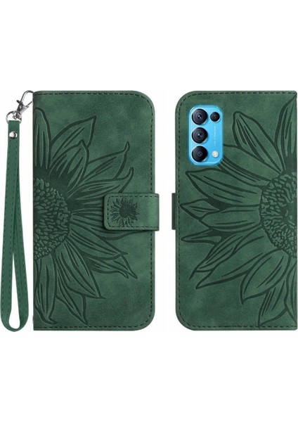 Oppo Oppo 5 4g Kabartmalı Ayçiçeği Flip Cüzdan Için Pu Telefon Kılıfı (Yurt Dışından)