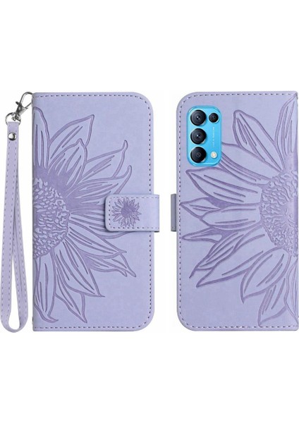 Oppo Oppo 5 4g Kabartmalı Ayçiçeği Flip Cüzdan Için Pu Telefon Kılıfı (Yurt Dışından)