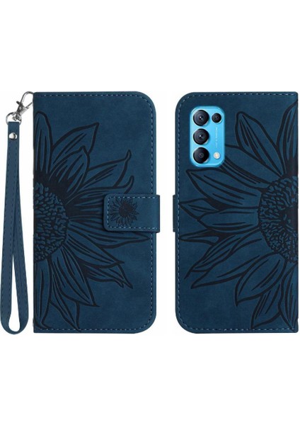 Oppo Oppo 5 4g Kabartmalı Ayçiçeği Flip Cüzdan Için Pu Telefon Kılıfı (Yurt Dışından)
