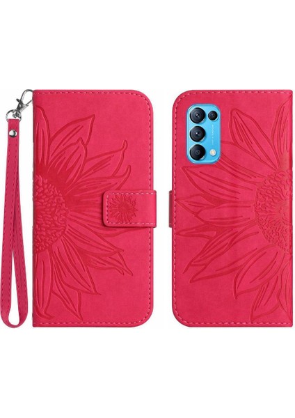 Oppo Oppo 5 4g Kabartmalı Ayçiçeği Flip Cüzdan Için Pu Telefon Kılıfı (Yurt Dışından)