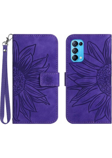 Oppo Oppo 5 4g Kabartmalı Ayçiçeği Flip Cüzdan Için Pu Telefon Kılıfı (Yurt Dışından)