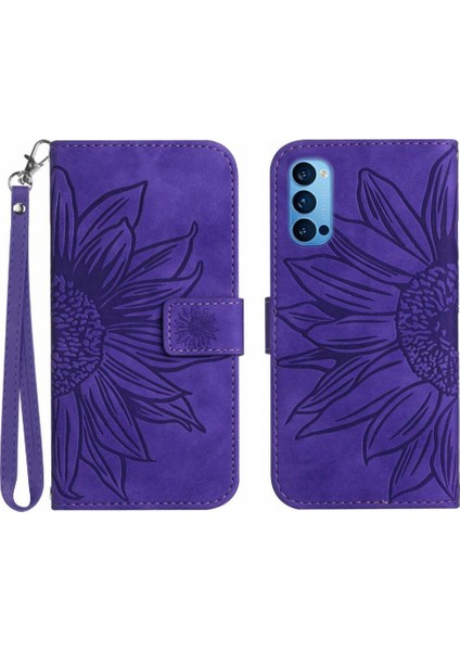 Kart Yuvaları Tutucu Kabartmalı Ayçiçeği Pu ile Oppo Oppo 4 Pro 5g Için Telefon Kılıfı (Yurt Dışından)
