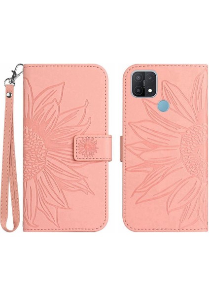 Oppo A15 Için /A15S Kart Yuvaları ile Kısa Kayış Tutucu Flip Cüzdan Telefon Kılıfı (Yurt Dışından)