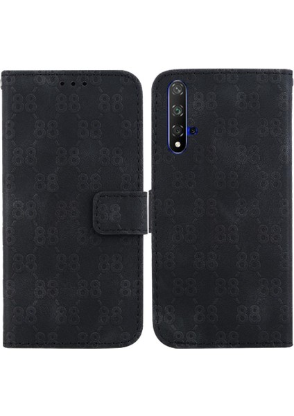 Için Huawei Nova 5t Çift 8 Kabartmalı Pu Deri Kart Tutucu Telefon Kılıfı (Yurt Dışından)