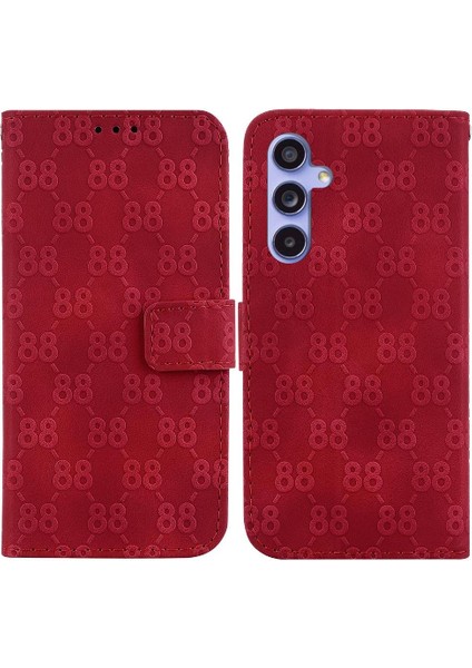 Samsung Galaxy S23 Fe 5g Için Kart Tutucu Çift 8 Kabartmalı Pu Telefon Kılıfı (Yurt Dışından)