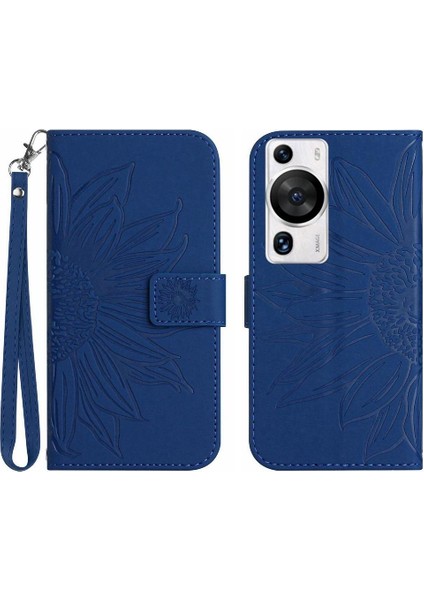 Kart Yuvaları Tutucu Kısa Kayış Lüks Pu Flip ile Huawei P60 Pro Için Telefon Kılıfı (Yurt Dışından)