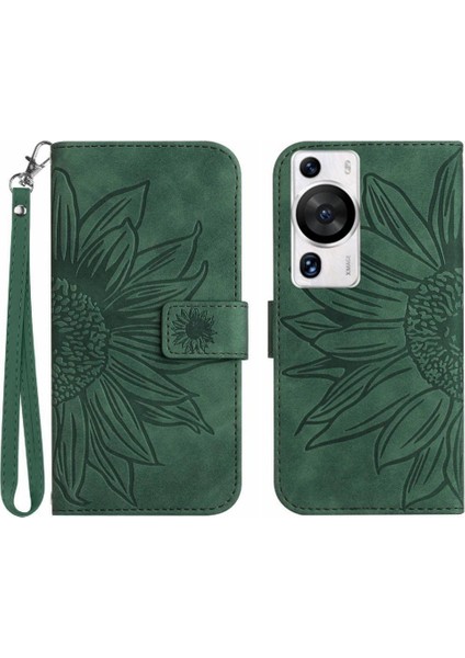 Kart Yuvaları Tutucu Kısa Kayış Lüks Pu Flip ile Huawei P60 Pro Için Telefon Kılıfı (Yurt Dışından)