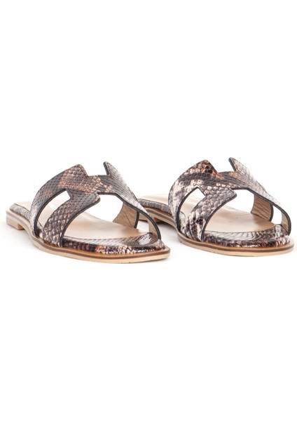 Pl 041031 Deri Yılan Baskılı Kadın Terlik fiyatları