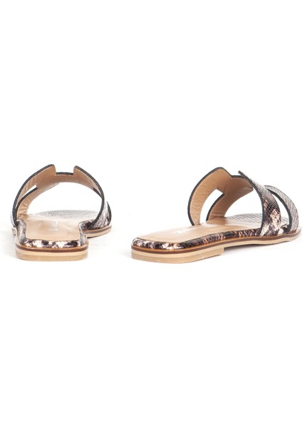 Pl 041031 Deri Yılan Baskılı Kadın Terlik modelleri