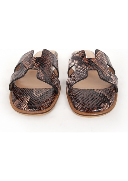 Pl 041031 Deri Yılan Baskılı Kadın Terlik indirimleri