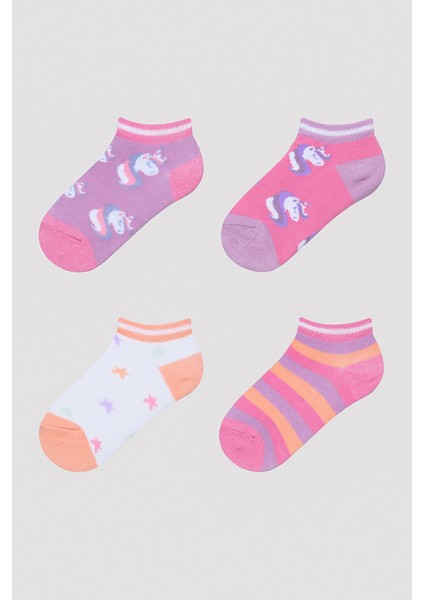 Kız Çocuk Star Unicorn Çok Renkli 4lü Patik Çorap