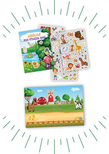 Mini Sticker Book " Anımals " Tekrar Kullanılabilir Sticker Kitabı Hayvanlar BON8757