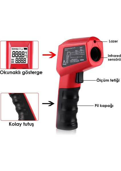 ST8550 Lazerli Dijital Termometre 550°C | Infrared