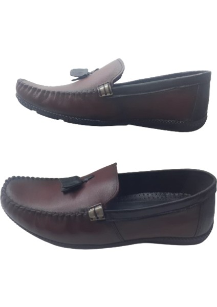 N S R Erkek Bordo Loafer Ayakkabı N036-10 modelleri