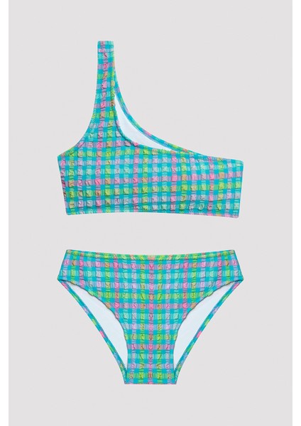 Genç Kız Nancy Tek Omuz Çok Renkli Bikini Takımı