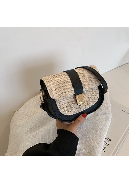 Hasır Çanta Dokuma Çanta Kadın Basit ve Taze Tek Omuz Messenger Çanta Batı Eyer Çantası (Kahverengi) (Yurt Dışından) fiyatları
