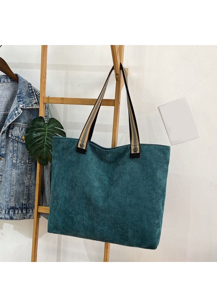 Sanat Çanta Moda Omuz Çantası Kadın Kadife Çanta Retro Büyük Çanta Basit Stil Okul Çantası Açık Gri (Yurt Dışından)