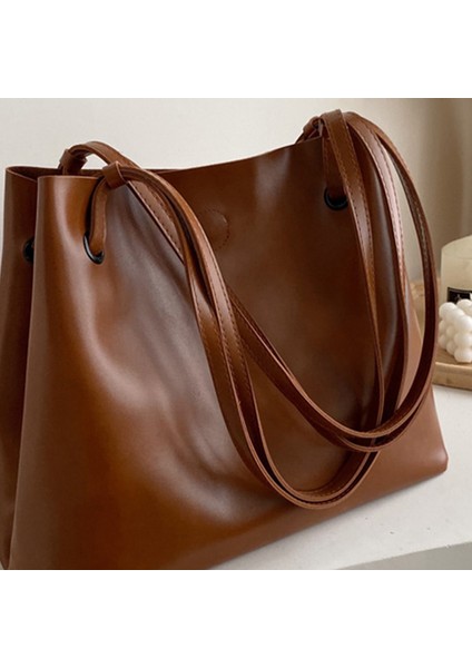 Retro Büyük Kapasiteli Çanta Kadın Moda Tote Çanta Vahşi Atmosfer Tek Omuz Taşınabilir Siyah (Yurt Dışından) modelleri