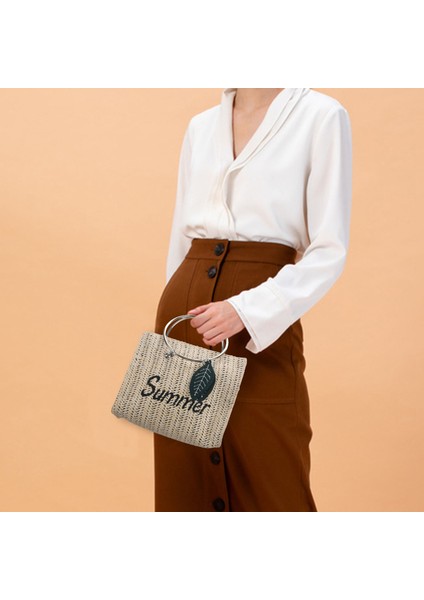 Kadın Çantası Taşınabilir Çim Dokuma Rattan Çanta Moda Zincir Omuz Asılmış Küçük Kare Çanta Kadın Beyaz (Yurt Dışından) modelleri