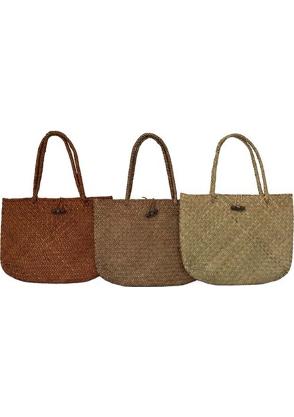 Moda Hasır Kadın Çantaları Omuz Çantaları Plaj Çantaları Kozmetik Saklama Torbaları (Turuncu) (Yurt Dışından) indirimleri