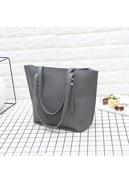 4 Adet/takım Çanta Kadın Kapasiteli Desen Deri Omuz Çantası + Crossbody Çanta + Çanta (Koyu Gri) (Yurt Dışından) fiyatları