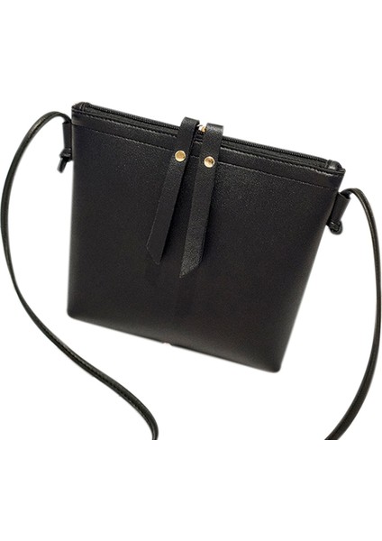 Moda Kadın Omuzdan Askili Çanta Pu Deri Kadın Çanta Katı Tote Çanta Crossbody Çanta Deri Kadın Askılı Çanta (Siyah) (Yurt Dışından)