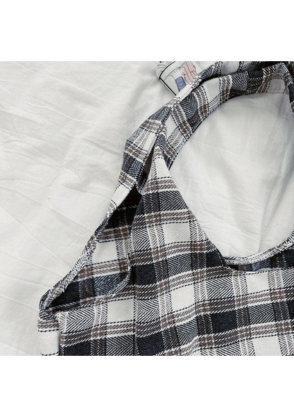 Ekose Kadın Basit Omuz Çantası Yumuşak Kumaş Çanta Büyük Kapasiteli Tote Kanvas Çantalar Güzel Genç Kızlar Için Kahverengi (Yurt Dışından) indirimleri