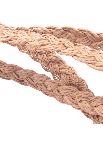 Rattan Tığ Hasır Dokuma Sepet Çanta Yuvarlak Daire Crossbody Shopper Plaj Çantası (Açık Kahverengi) (Yurt Dışından)