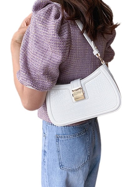 Popüler Yeni Kore Moda Ekose Rahat Basit Tek Omuz Messenger Çanta Beyaz (Yurt Dışından)