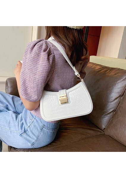 Popüler Yeni Kore Moda Ekose Rahat Basit Tek Omuz Messenger Çanta Beyaz (Yurt Dışından) modelleri