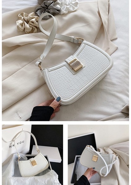 Popüler Yeni Kore Moda Ekose Rahat Basit Tek Omuz Messenger Çanta Beyaz (Yurt Dışından) fırsatları