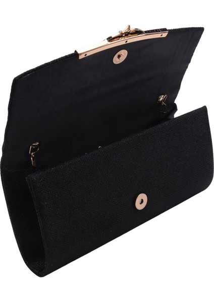 3x Kadın Akşam Çanta Parti Ziyafet Glitter Çanta Kadın Kızlar Için Düğün Manşonlar Çanta Zincir Omuz Çantası (Siyah) (Yurt Dışından)