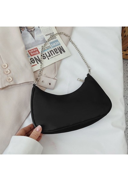 Moda Çanta Kadın Koltuk Altı Çanta Retro Düz Renk Bayan Çanta Tasarım Kızlar Küçük Omuz Çantaları Siyah (Yurt Dışından) fiyatları