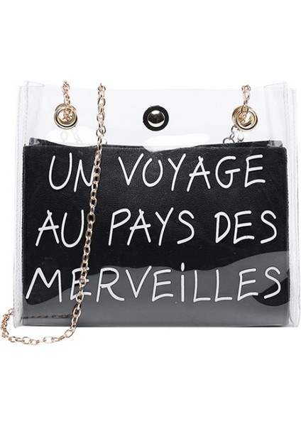 Moda Küçük Omuz Çantası Kadın Etter Küçük Crossbody Messenger Kova Çanta Tek Çanta Jöle Renk Zinciri Cep Telefonu Paket Siyah (Yurt Dışından)