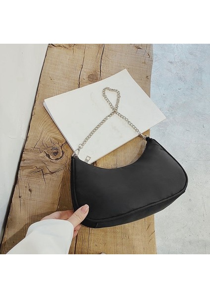 Moda Çanta Kadın Koltuk Altı Çanta Retro Düz Renk Bayan Çanta Tasarım Kızlar Küçük Omuz Çantaları Siyah (Yurt Dışından) modelleri