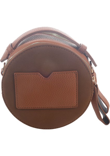 Moda Dairesel Fırçalama Pu Deri Çanta Kadın Retro Küçük Yuvarlak Omuz Çantası Kadın Daire Messenger Çanta (Kahverengi) (Yurt Dışından)