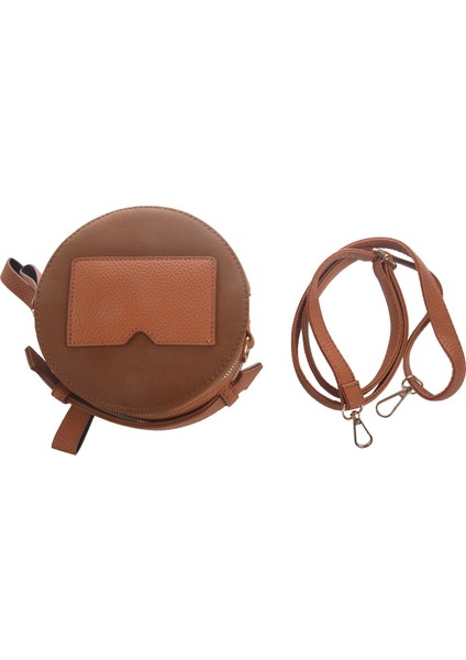 Moda Dairesel Fırçalama Pu Deri Çanta Kadın Retro Küçük Yuvarlak Omuz Çantası Kadın Daire Messenger Çanta (Kahverengi) (Yurt Dışından) fırsatları