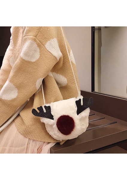 Boynuz Peluş Çanta Kızıl Saç Topu Aksesuarları Sonbahar ve Kış Sevimli Tüylü Elk Omuz Çapraz Paket (Yurt Dışından) fiyatları