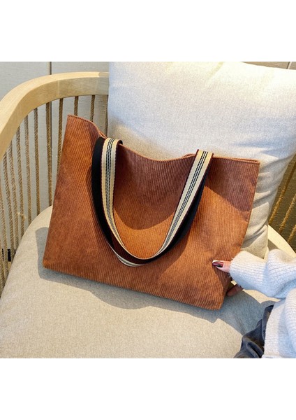 Sanat Çanta Moda Omuz Çantası Kadın Kadife Çanta Retro Büyük Çanta Basit Stil Okul Çantası Haki (Yurt Dışından) fiyatları