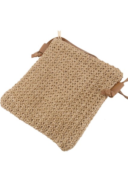 Saman Örgü Küçük Kare Çantalar Tek Omuz Eğimli Çapraz Çanta Çanta Para Çantaları Günlük Tatil Plaj Çantası - Koyu Kahverengi (Yurt Dışından) indirimleri