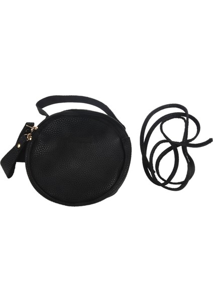 Moda Pu Deri Bayan Crossbody Çanta Kadın Çantası Basit Tasarım Askılı Çanta Dairesel Çanta Mini Cep Telefonu Çanta Siyah (Yurt Dışından) fırsatları