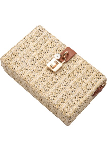 Plaj Çantaları Kadın Haberci Çanta Kare Saman El Dokuma Bayanlar Crossbody Çanta Omuz Rattan Çantalar (Bej) (Yurt Dışından) modelleri